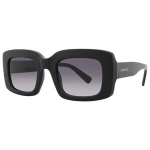 Frye Matte Black Rectangular Sunglasses with Purple Gradient Lenses
